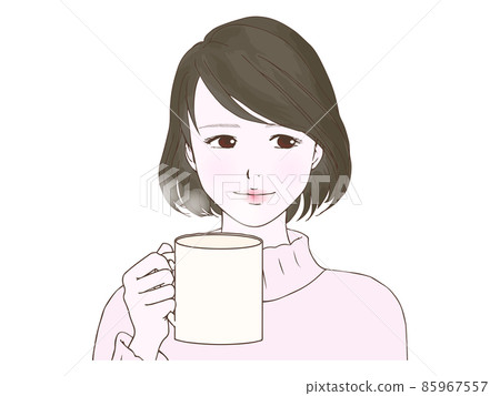 Female with hot drink ② (horizontal eyes) 85967557