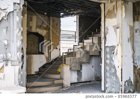 The stairs of a building damaged by the tsunami caused by the Great East Japan Earthquake The stairs of a building damaged by the tsunami caused by the Great East Japan Earthquake 85968377