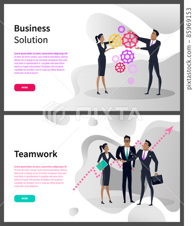 Business Solution and Teamwork Online Web Pages - Stock Illustration ...