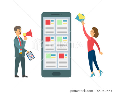 Smartphone and People Sending Message, Boss Worker Smartphone and People Sending Message, Boss Worker 85969663