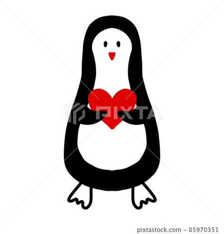 Vector illustration of a penguin with hearts. Happy valentine's day. Minimalist valentine's day in doodle style. Vector illustration of a penguin with hearts. Happy valentine's day. Minimalist valentine's day in doodle style. 85970351