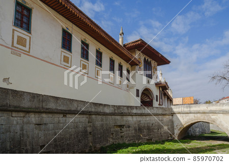 View of North gate of Khan's Palace from River Street. Bakhchysarai. Crimea View of North gate of Khan's Palace from River Street. Bakhchysarai. Crimea 85970702