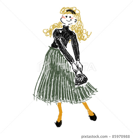 Autumn / winter fashion female hand-drawn illustration pleated skirt Autumn / winter fashion female hand-drawn illustration pleated skirt 85970988
