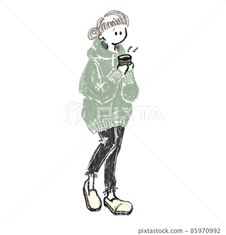 Fall / winter fashion female hand-drawn illustration skinny 85970992