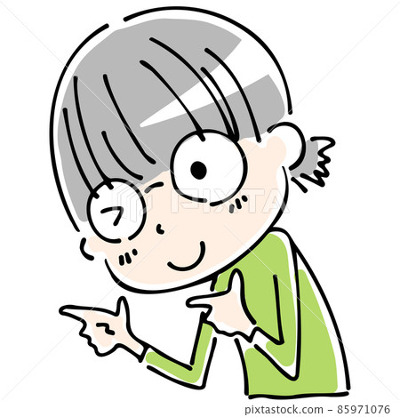 Upper body of a spectacled girl pointing a finger Upper body of a spectacled girl pointing a finger 85971076