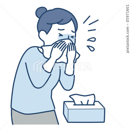 擤鼻涕的女人 85971601