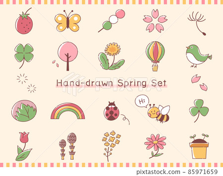Spring hand-painted illustration set Sakura strawberry butterfly butterfly Tsukushi tulip Sakura mochi dandelion balloon dumpling Spring hand-painted illustration set Sakura strawberry butterfly butterfly Tsukushi tulip Sakura mochi dandelion balloon dumpling 85971659