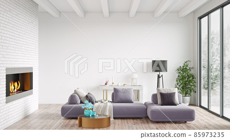 Beautiful interior of a modern room. Bright and clean design. 3D rendering Beautiful interior of a modern room. Bright and clean design. 3D rendering 85973235