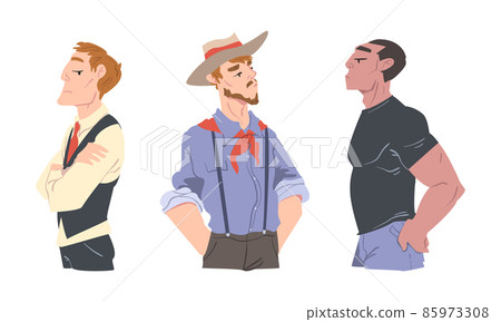 Man with Arrogant Face Expression Proud Looking Vector Set 85973308