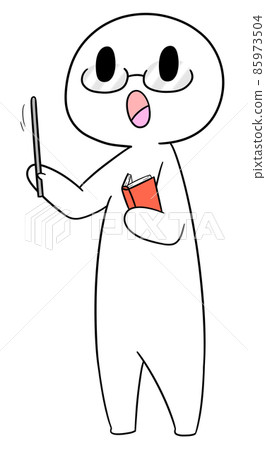 Teacher giving lessons with teaching materials and pointers [No background] 85973504