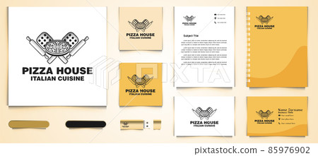 hand drawn pizza logo and business branding template Designs Inspiration Isolated on White Background 85976902
