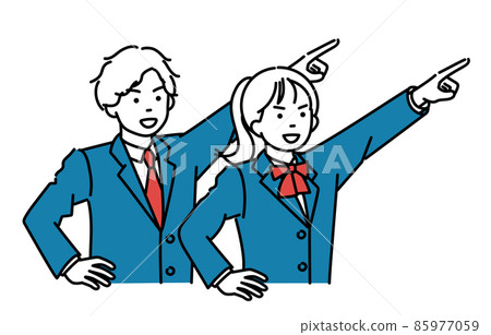指向目標的男女學生的簡單插圖集 85977059