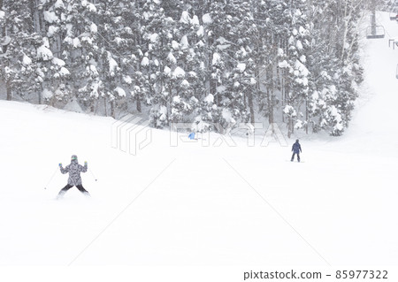 家庭享受滑雪 85977322