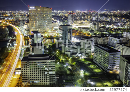 A wonderful night view of Fukuoka city seen from Fukuoka Tower A wonderful night view of Fukuoka city seen from Fukuoka Tower 85977374