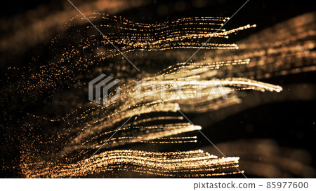 Particles with flowing gold. 3D rendering Particles with flowing gold. 3D rendering 85977600