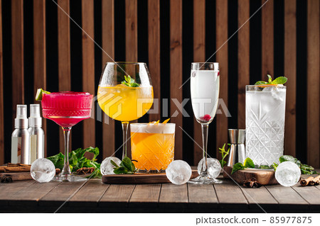 Various refreshing alcoholic cocktail drinks Various refreshing alcoholic cocktail drinks 85977875