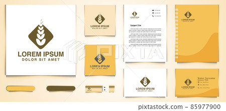 Wheat Agriculture Logo and business card branding template Designs Inspiration, Vector Illustration 85977900