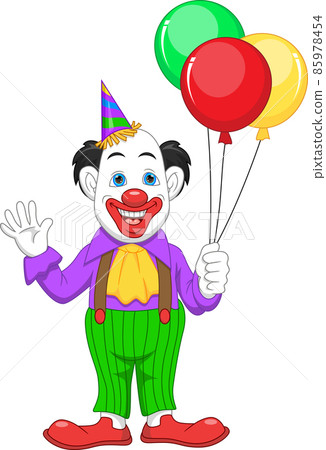 cartoon clown holding balloons on white background - Stock Illustration ...
