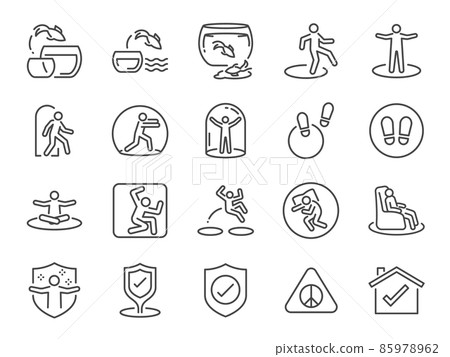 Comfort zone line icon set. Included the icons as safe space, safe zone, peace, secure, and more. 85978962