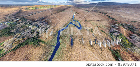 Aerial view of the Owencarrow Railway Viaduct by Creeslough in County Donegal - Ireland 85979371