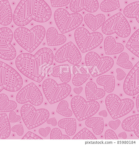 Seamless Pattern with Doodle hearts, Doodle heart, Valentine day 85980184