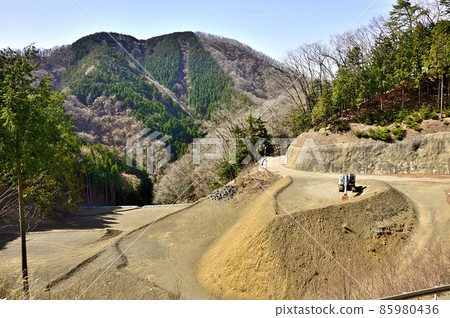 View of Mt. Yahira and the eastern Fuji forest road under construction from Daimaru of Doshisankai 85980436