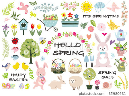 Spring and Easter graphic material set 85980681