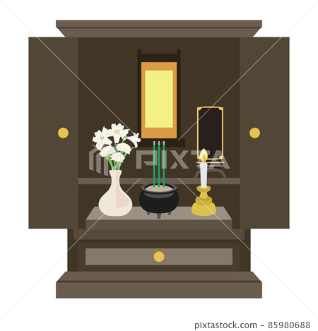 Buddhist altar illustration 85980688