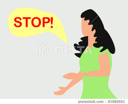 Stop violence against women. Conceptual image of brave women who are fighting for their rights. flat 85980881