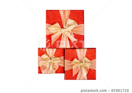 Isolated on white gift boxes. Top view. Isolated on white gift boxes. Top view. 85981728