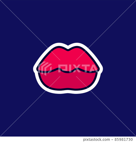 Sexy lips, female beautiful mouth, sticker in the cartoon style. Sexy lips, female beautiful mouth, sticker in the cartoon style. 85981730