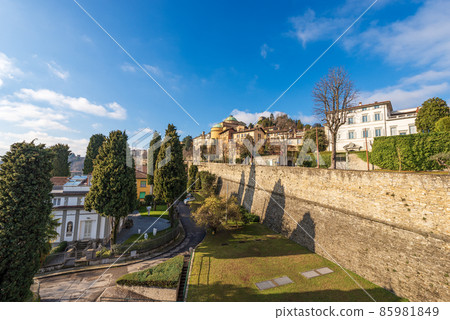 Cityscape of Bergamo with the Venetian Surrounding Walls - Lombardy Italy 85981849