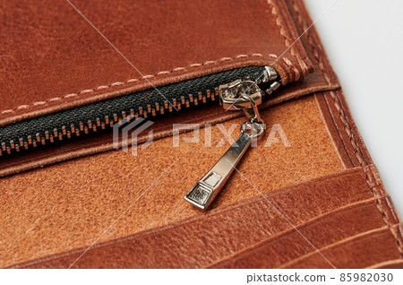 Closed zipper on leather bag 85982030