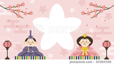 Hinamatsuri，Hina-sama和Uchiura-sama的插圖，網頁橫幅，沒有字符 85984306