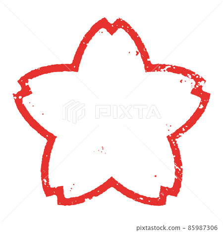 復古櫻花郵票風格插圖_沒有字母 復古櫻花郵票風格插圖_沒有字母 85987306