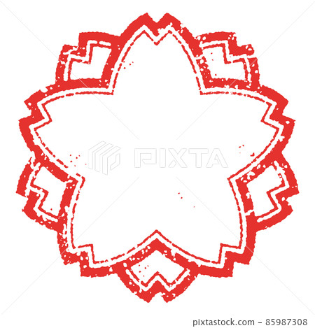 復古櫻花郵票風格插圖_沒有字母 復古櫻花郵票風格插圖_沒有字母 85987308