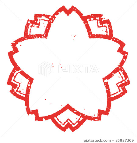 復古櫻花郵票風格插圖_沒有字母 85987309