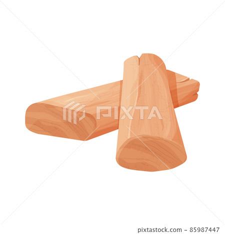 Set Chandan or sandalwood pieces aromatherapy ingredient detailed in cartoon style isolated on white background. Cut part, close up, medical plant. 85987447