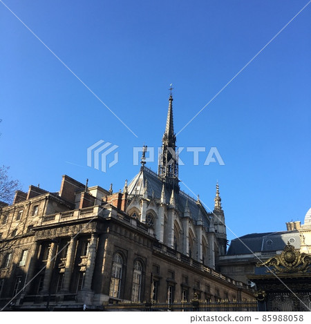Sainte-Chapelle church in Paris, France in the blue sky 85988058