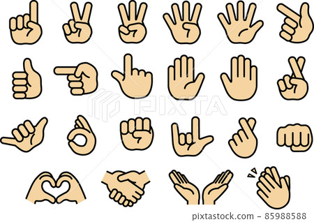 Simple hand sign mark set illustration Simple hand sign mark set illustration 85988588