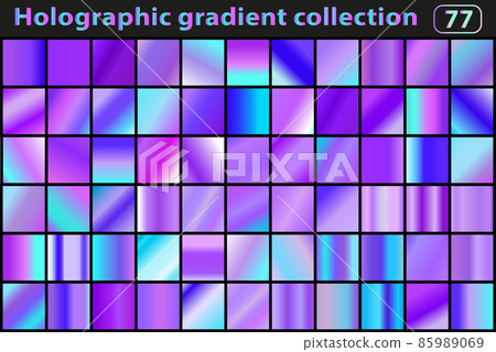 Holographic set of gradients. Color swatches. Neon modern gradient or background collection. Very pery color 2022. Vector illustration. 85989069