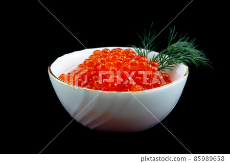 Bowl with red salmon caviar Bowl with red salmon caviar 85989658