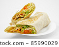 Doner kebab on white plate 85990029