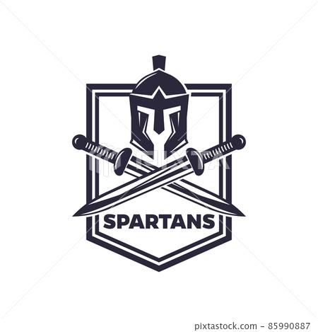 Spartans vector emblem with helmet and swords 85990887