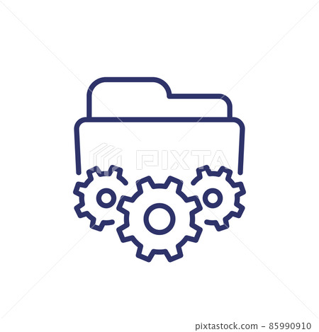 project management line icon, folder and gears - Stock Illustration ...