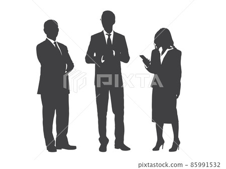 Business people group gray silhouettes pose on... - Stock Illustration ...