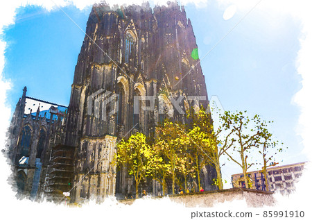 Watercolor drawing of Cologne Cathedral Roman Catholic Church of Saint Peter 85991910