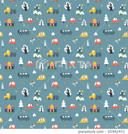 Cute Cars Seamless Pattern, Cartoon transportation Doodles Background, vector Illustration Cute Cars Seamless Pattern, Cartoon transportation Doodles Background, vector Illustration 85992451
