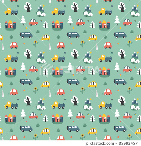 Cute Cars Seamless Pattern, Cartoon transportation Doodles Background, vector Illustration Cute Cars Seamless Pattern, Cartoon transportation Doodles Background, vector Illustration 85992457