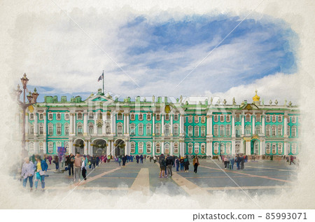 Watercolor drawing of Saint Petersburg: The State Hermitage Museum building, The Winter Palace official residence of the Russian Emperors Watercolor drawing of Saint Petersburg: The State Hermitage Museum building, The Winter Palace official residence of the Russian Emperors 85993071